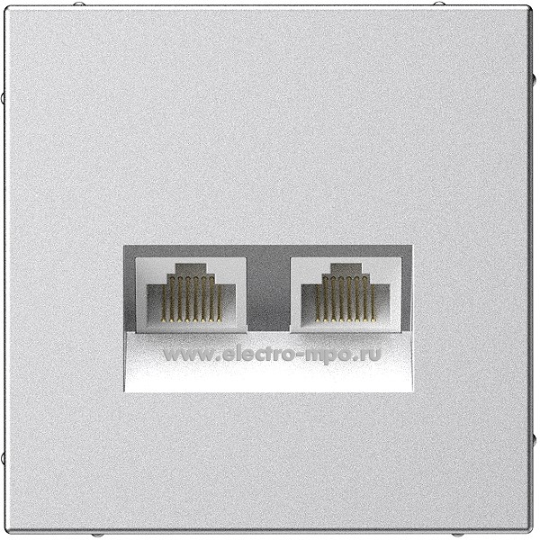 Р3077. Механизм ArtGallery GAL000385 розетки компьютерной 2 входа RJ45 5е с/п алюминий (Systeme Electric)