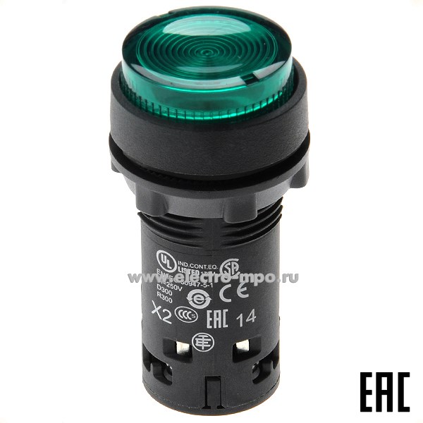 А6340. Выключатель кнопочный XB7NW33M1 зеленый 1з без фиксации с подсв. 230В AC/DC (Schneider Electric)