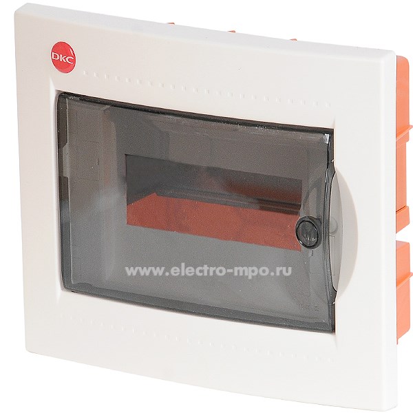 Е1069. Бокс RB08B4TWD RAM base встраиваемый 8 модулей прозрачная дверь IP41 с клеммником 63А (ДКС)