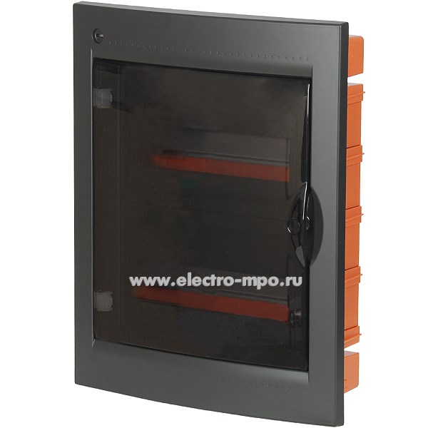 Е1076. Бокс RB24B4TBD RAM base встраиваемый черный 24 модуля прозрачная дверь IP41 с клеммником 63А (Д