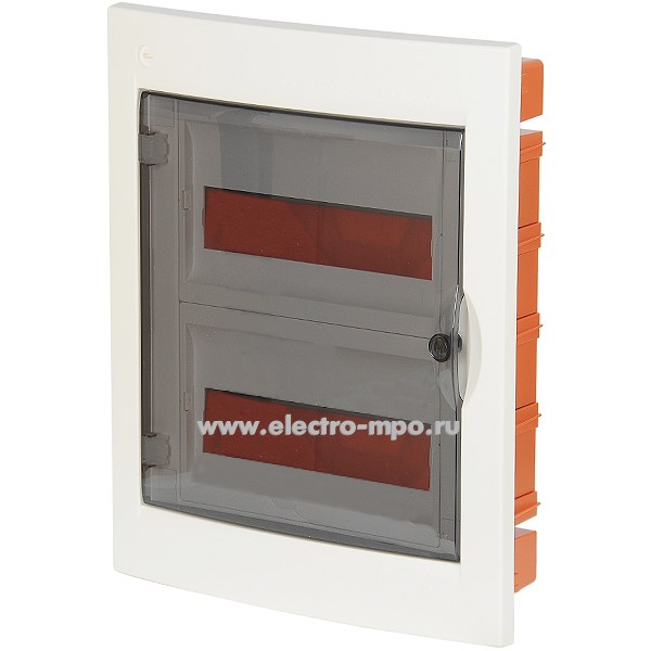 Е1074. Бокс RB24B4TWD RAM base встраиваемый 24 модуля прозрачная дверь IP41 с клеммником 63А (ДКС)