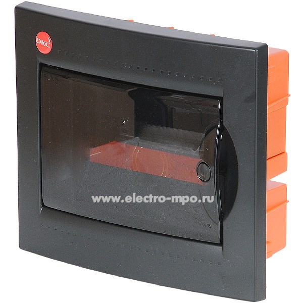 Е1070. Бокс RB08B4TBD RAM base встраиваемый черный 8 модулей прозрачная дверь IP41 с клеммником 63А (Д