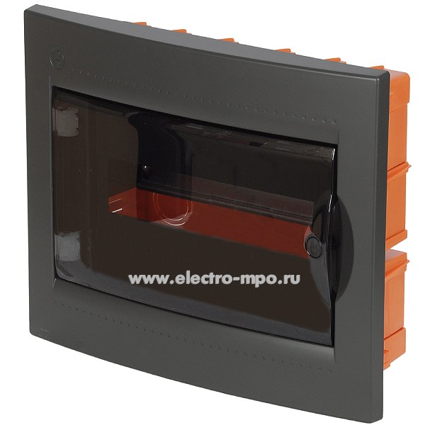 Е1072. Бокс RB12B4TBD RAM base встраиваемый черный 12 модулей прозрачная дверь IP41 с клеммником 63А (