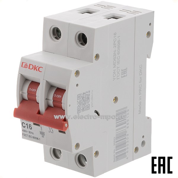 А1713. Автоматический выключатель YON max MD63N-2PC6 6А/2п/ 6кА на Din-рейку (ДКС)