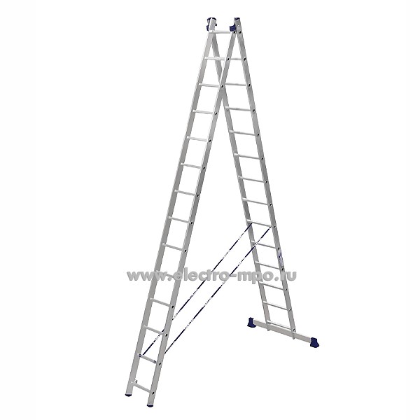 В60. Лестница 5214 профессионал. универсал. алюм. 2 секции L=3,95-6,74м (Алюмет Россия)