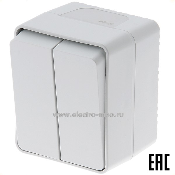 Ю5325. Выключатель AtlasDesign Profi54 ATN543051 2кл. IP54 о/п серый (Systeme Electric)