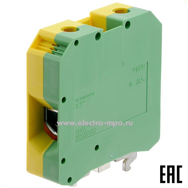 30620. Б0620 Клемма NSYTRV502PE винтовая желто-зеленая 50мм2 ширина 20мм (Schneider Electric)