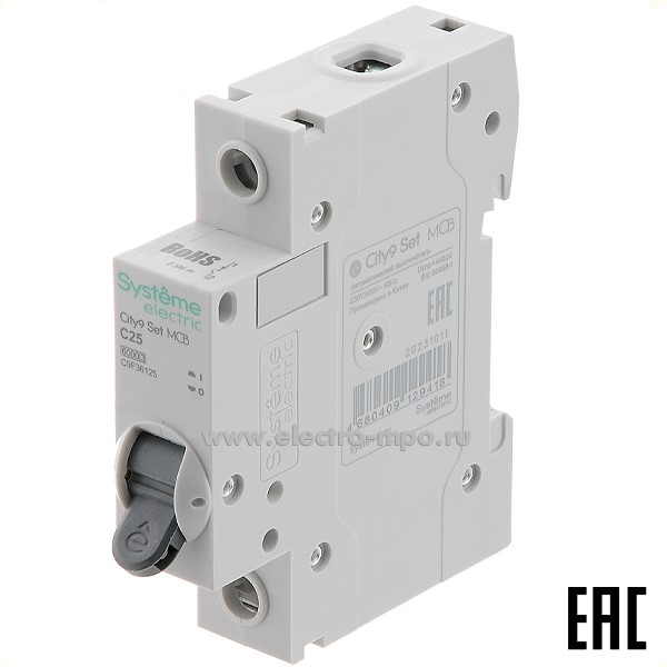 А0705. Автоматический выключатель City9  C9F36125 C25А/1п/  6кА на Din-рейку (Systeme Electric)