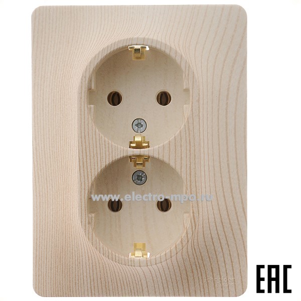 Ю0809. Розетка Glossa GSL001524 "евро" двойная с/п сосна (Systeme Electric)