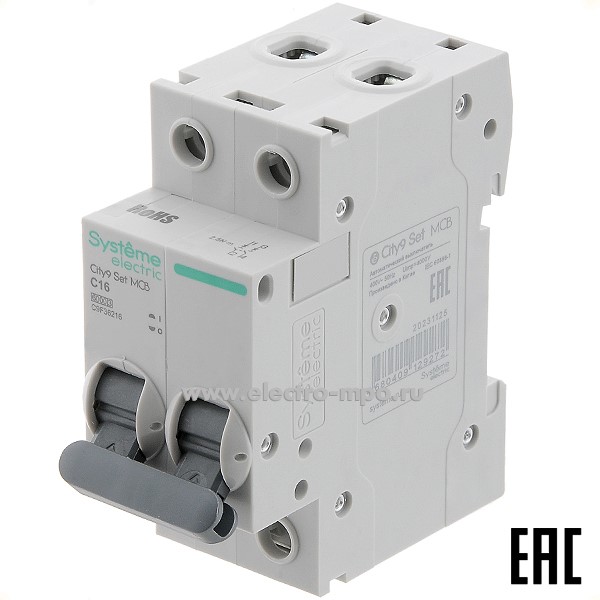 А0713. Автоматический выключатель City9  C9F36216 C16А/2п/  6кА на Din-рейку (Systeme Electric)