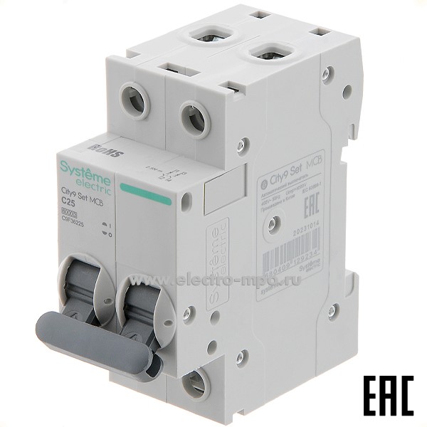 А0715. Автоматический выключатель City9  C9F36225 C25А/2п/  6кА на Din-рейку (Systeme Electric)
