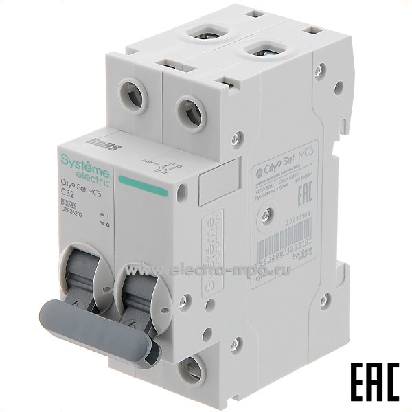 А0716. Автоматический выключатель City9  C9F36232 C32А/2п/  6кА на Din-рейку (Systeme Electric)