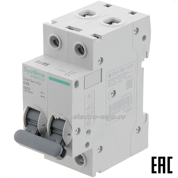 А0717. Автоматический выключатель City9  C9F36240 C40А/2п/  6кА на Din-рейку (Systeme Electric)
