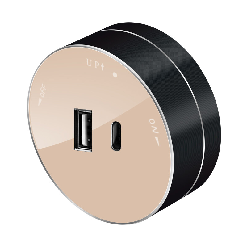 Ю1363. Розетка MultiTrack MTK13003P 2хUSP тип А+ тип С 18Вт 5В/3А круглая песочный (Systeme Electric)