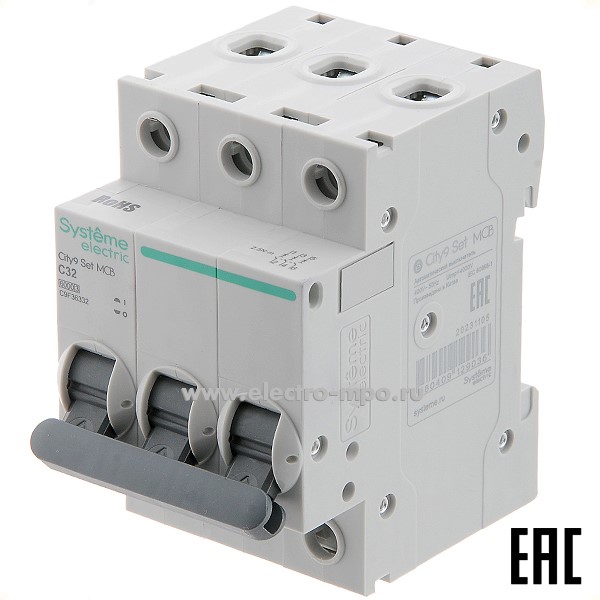 А0726. Автоматический выключатель City9  C9F36332 C32А/3п/  6кА на Din-рейку (Systeme Electric)