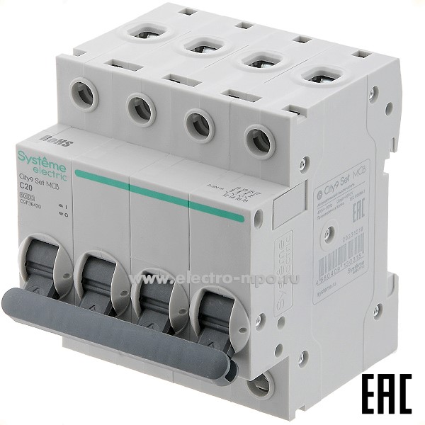 А0731. Автоматический выключатель City9  C9F36406 C6А/4п/  6кА на Din-рейку (Systeme Electric)