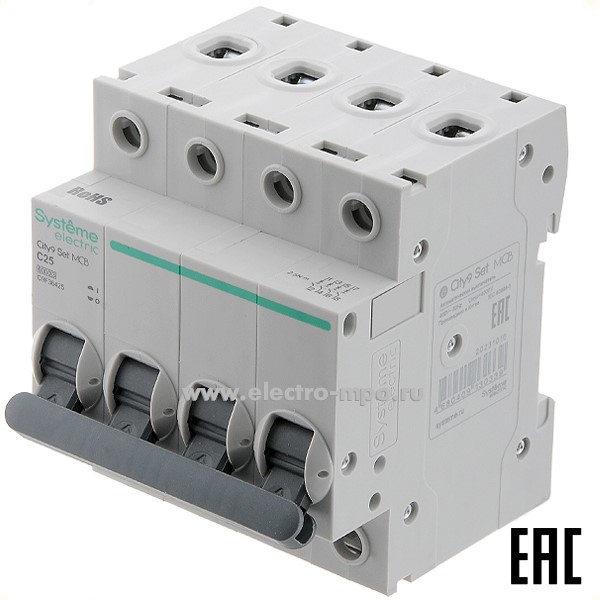 А0735. Автоматический выключатель City9  C9F36425 C25А/4п/  6кА на Din-рейку (Systeme Electric)