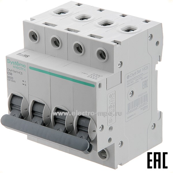 А0739. Автоматический выключатель City9  C9F36463 C63А/4п/  6кА на Din-рейку (Systeme Electric)