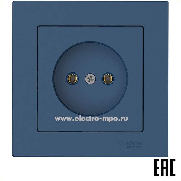 Ю52. Розетка AtlasDesign ATN001140S безвинт. зажим. с/п аквамарин (Systeme Electric)