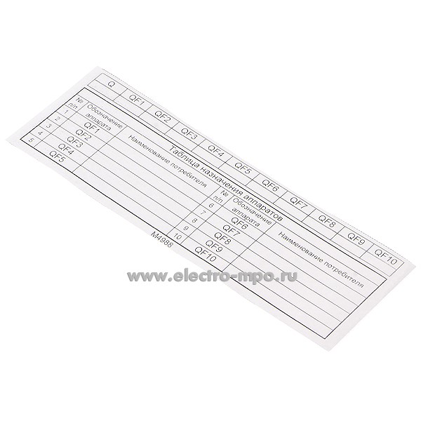 М4988. Комплект наклеек для 10 автоматических выключателей распределительного щитка (МПО Электромонтаж)