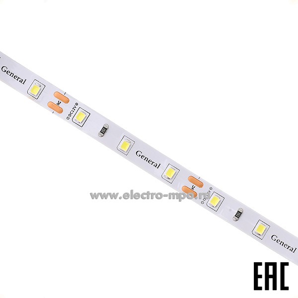 С1087. Лента светодиодная 500421 комплект GLS-2835-60-4.8-12-IP20-PRO-6-3-KIT 14,4Вт 6500К 12В 3м (Genera