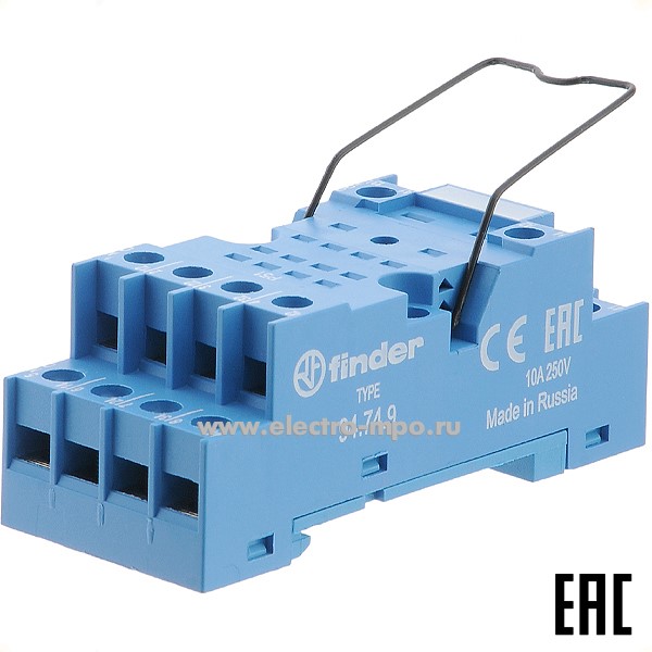 А9457. Розетка 9474/94749SMA для промежуточного реле серии 55.32, 55.34, таймера 85.02, 85.04 (Finder)