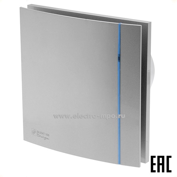 Б9086. Вентилятор SILENT 100CZ Silver Design накладной осевой D=100мм 220В серебро (Soler\Palau Испания)