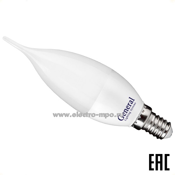 Л17. Лампа 10Вт 661085 GLDEN-CFW-10-230-E14-6500К 970Лм светод. "свеча на ветру" дневной свет (General)