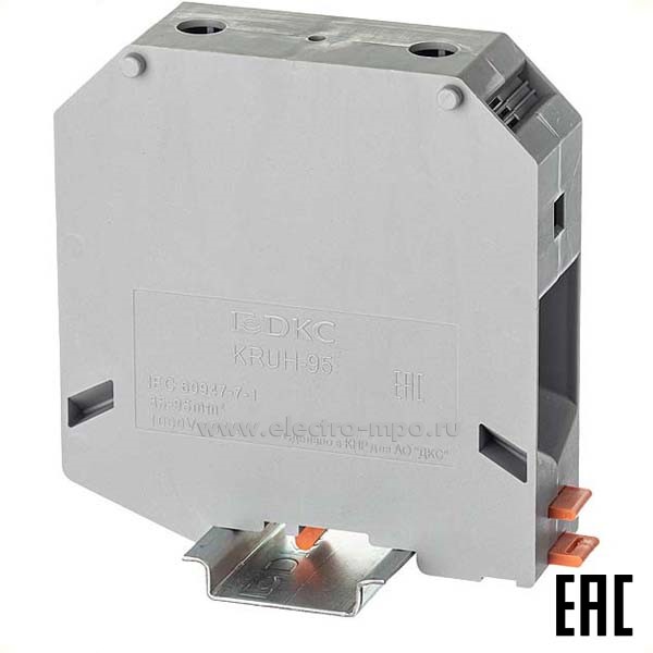 К2222. Клемма KRUH-95 винтовая серая 95мм2 232А 1000В ширина 25мм (ДКС)