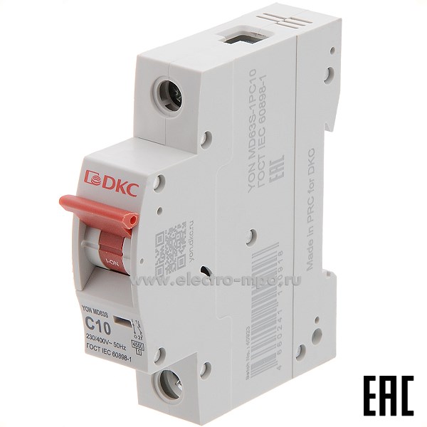 А2006. Автоматический выключатель YON max MD63S-1PC10 10А/1п/ 4,5кА на Din-рейку (ДКС)