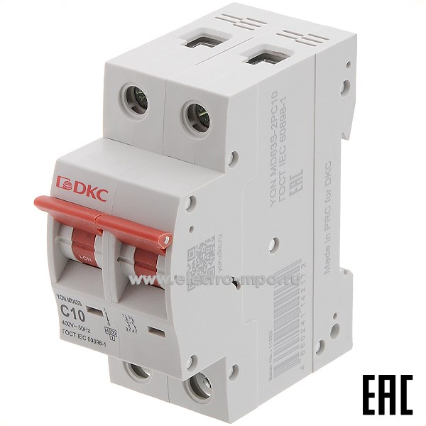 А2020. Автоматический выключатель YON max MD63S-2PC10 10А/2п/ 4,5кА на Din-рейку (ДКС)