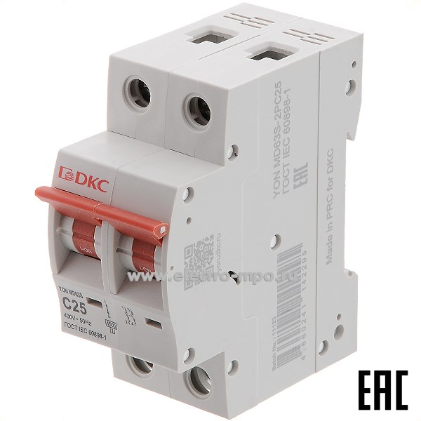 А2024. Автоматический выключатель YON max MD63S-2PC25 25А/2п/ 4,5кА на Din-рейку (ДКС)