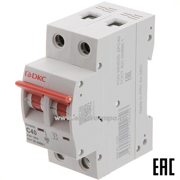 А2026. Автоматический выключатель YON max MD63S-2PC40 40А/2п/ 4,5кА на Din-рейку (ДКС)