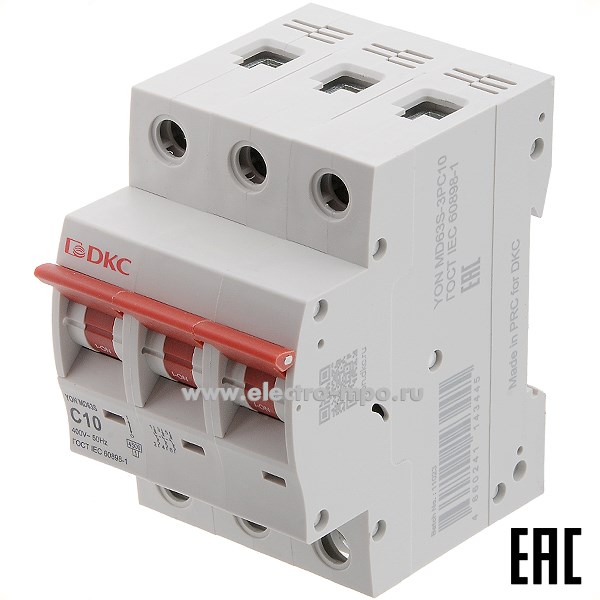 А2034. Автоматический выключатель YON max MD63S-3PC10 10А/3п/ 4,5кА на Din-рейку (ДКС)