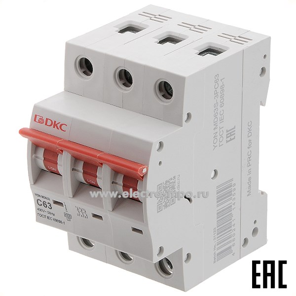 А2042. Автоматический выключатель YON max MD63S-3PC63 63А/3п/ 4,5кА на Din-рейку (ДКС)