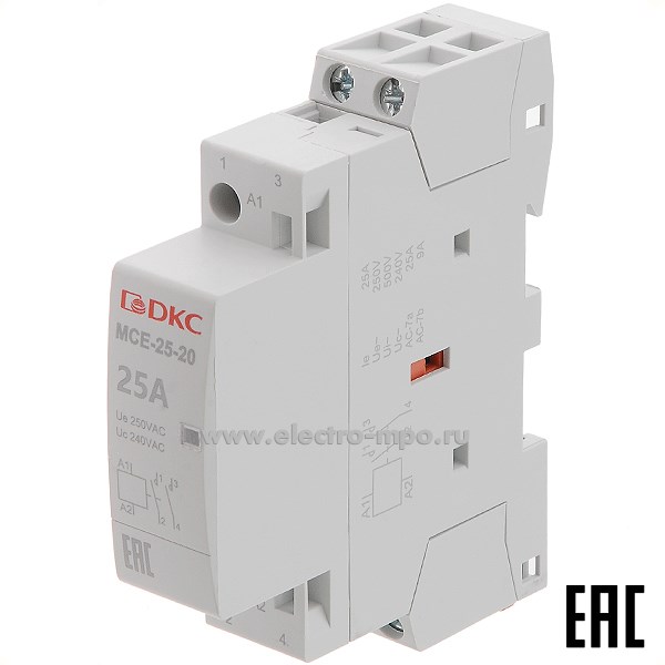 К5783. Контактор модульный MCE-25-20-A240 25А 240В 2з на Din-рейку (ДКС)