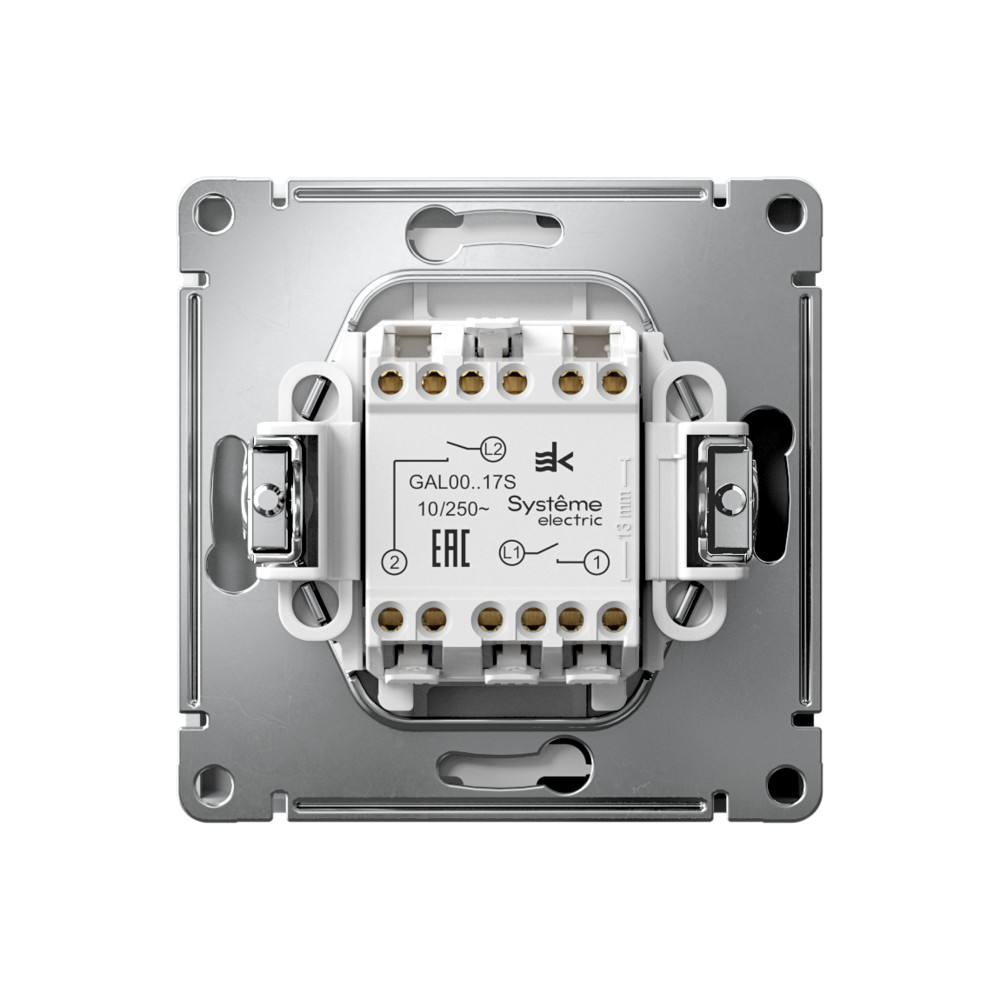 Р34. Механизм ArtGallery GAL001317S выключателя 2 кл. безвинт. зажим с/п кнопочный лотос (SE)