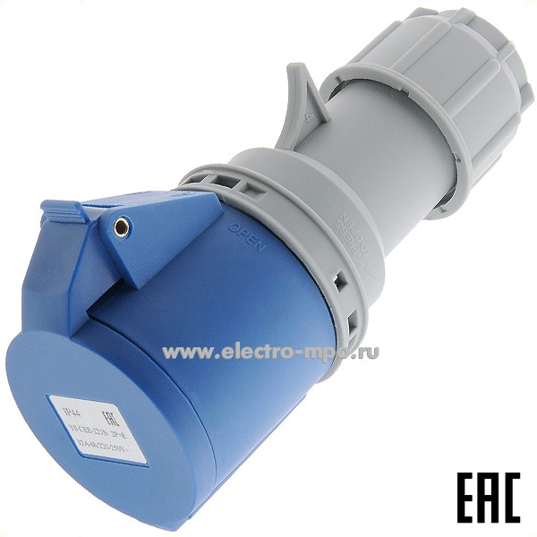 Ю5928. Розетка YS CEE-223N кабельная 2P+E 32А 240В IP44 с сальником (Электромонтаж)
