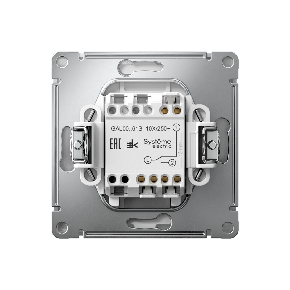 Р34. Механизм ArtGallery GAL000361S переключателя 1 кл. безвинт. зажим с/п  алюминий (Systeme Electric)