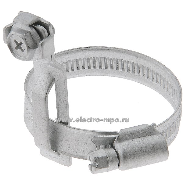 Т1581. Хомут Cosmec 6042-32 для трубы 32мм с клеммой  заземления сталь (ДКС Италия)
