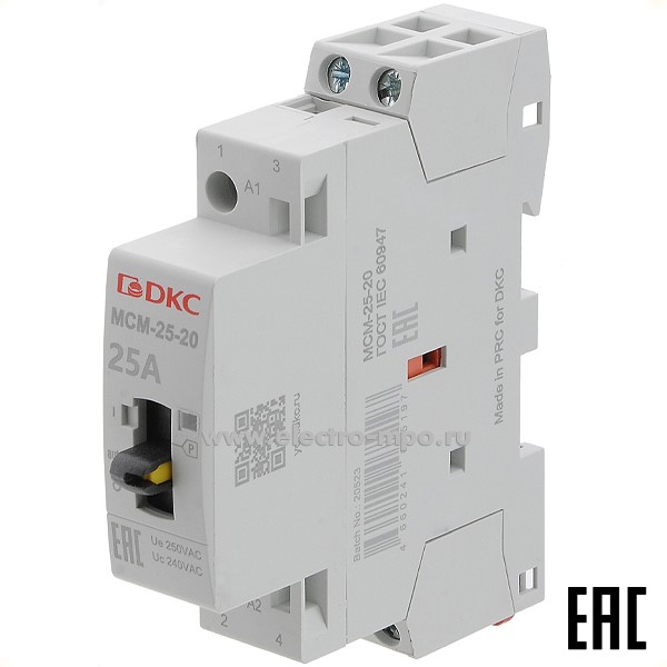 К5791. Контактор модульный MCМ-25-20-A240 25А 240В 2з на Din-рейку (ДКС)