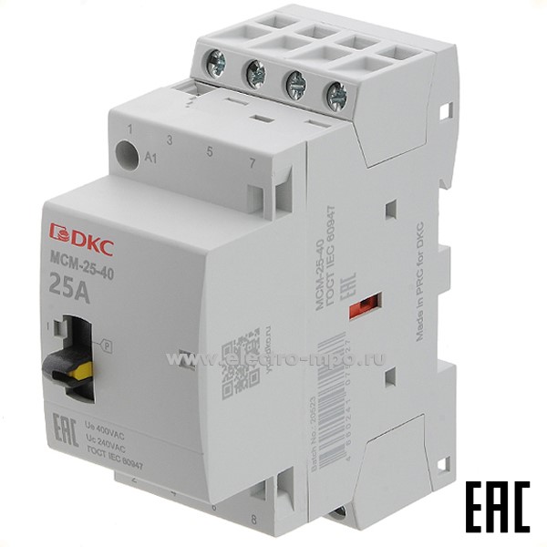 К5792. Контактор модульный MCМ-25-40-A240 25А 240В 4з на Din-рейку (ДКС)