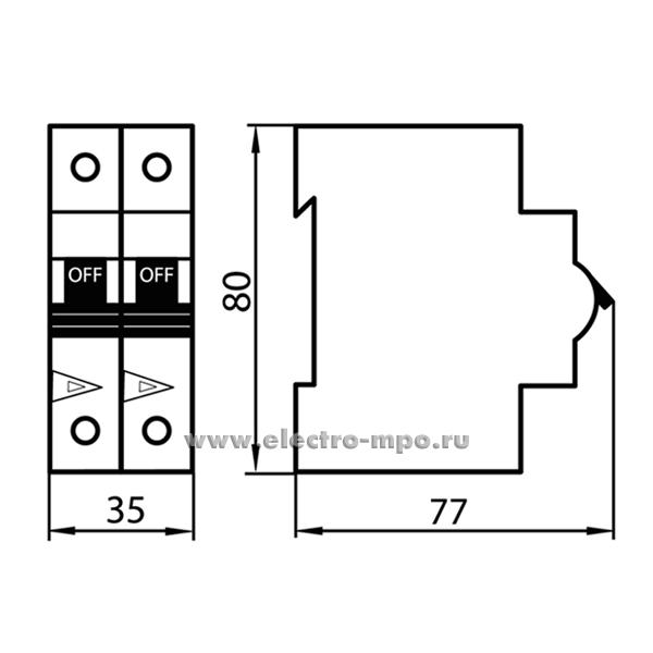 К7348. Автоматический выключатель PL7-C25/2 25А/2п/ 10кА на Din-рейку 263361 (Eaton/Moeller)