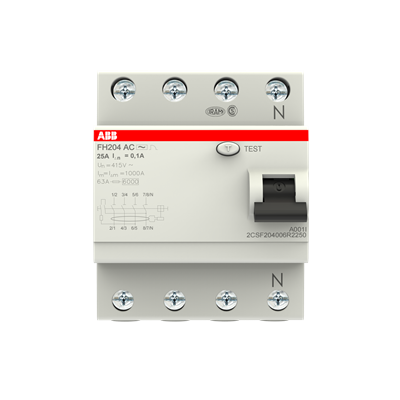 К65. FH204AC-25/0,1 Выключатель дифференциального тока 4-модульный ABB 2CSF204006R2250 (ABB)
