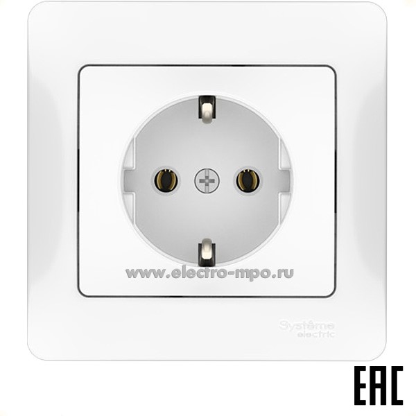 Ю21. Розетка Glossa GSL000142S "евр" безвинт. зажим с/п белая (Systeme Electric)