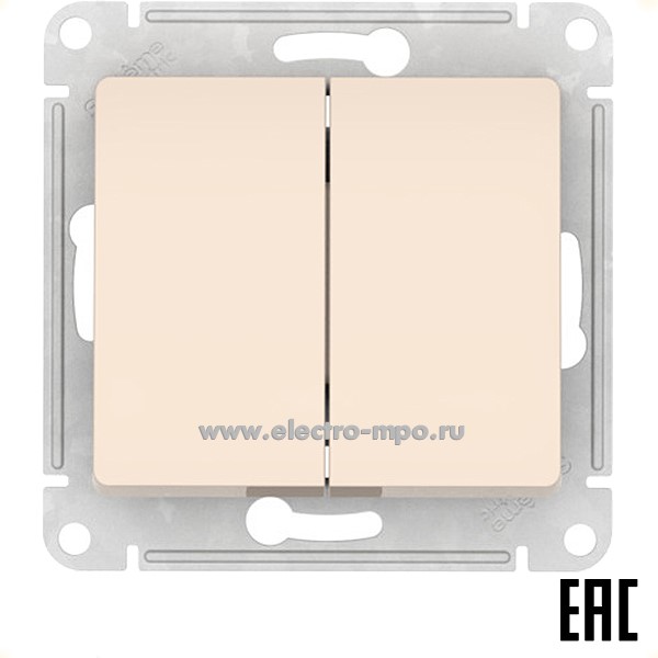 Ю21. Механизм Glossa GSL000251S выключателя 2кл. безвинт. зажим с/п бежевый (Systeme Electric)