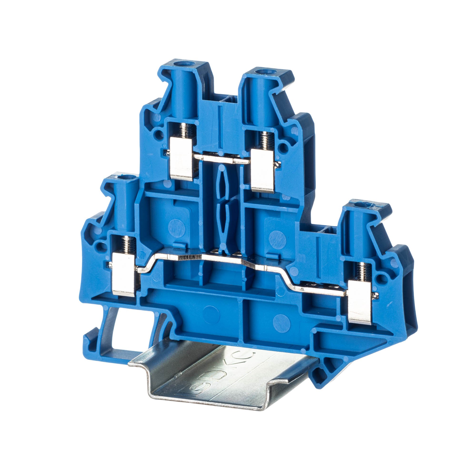 К22. Клемма TTURB-4-BU двухуровневая, винтовой зажим, 4 точки подключения, 4 кв.мм,  (ДКС)