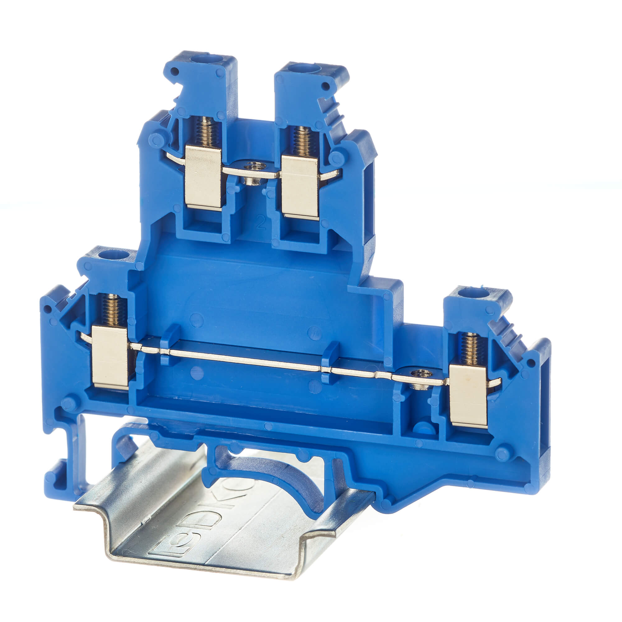 К2225. Клемма KRUKB-3-BU двухуровневая, винтовой зажим, 4 точки подключения, 2.5 кв.мм,  (ДКС)