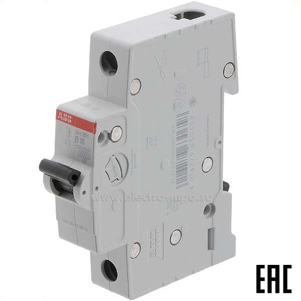 К6044. Автоматический выключатель SH201 B16А/1п/ 6,0кА на Din-рейку 2CDS211001R0165 B16 (АВВ)