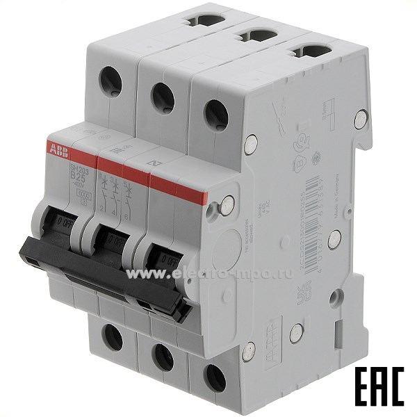 К6066. Автоматический выключатель SH203 B25А/3п/ 6,0кА на Din-рейку 2CDS213001R0255 B25 (АВВ)